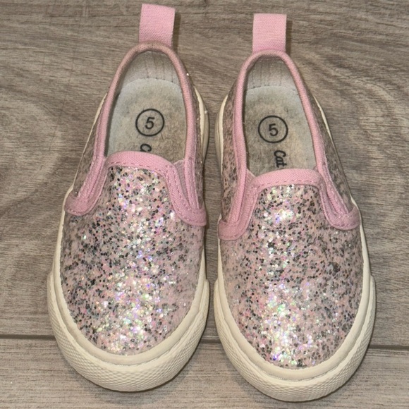 CAT & JACK Glittery Pink Kids Slip-On Shoes - Picture 1 of 2